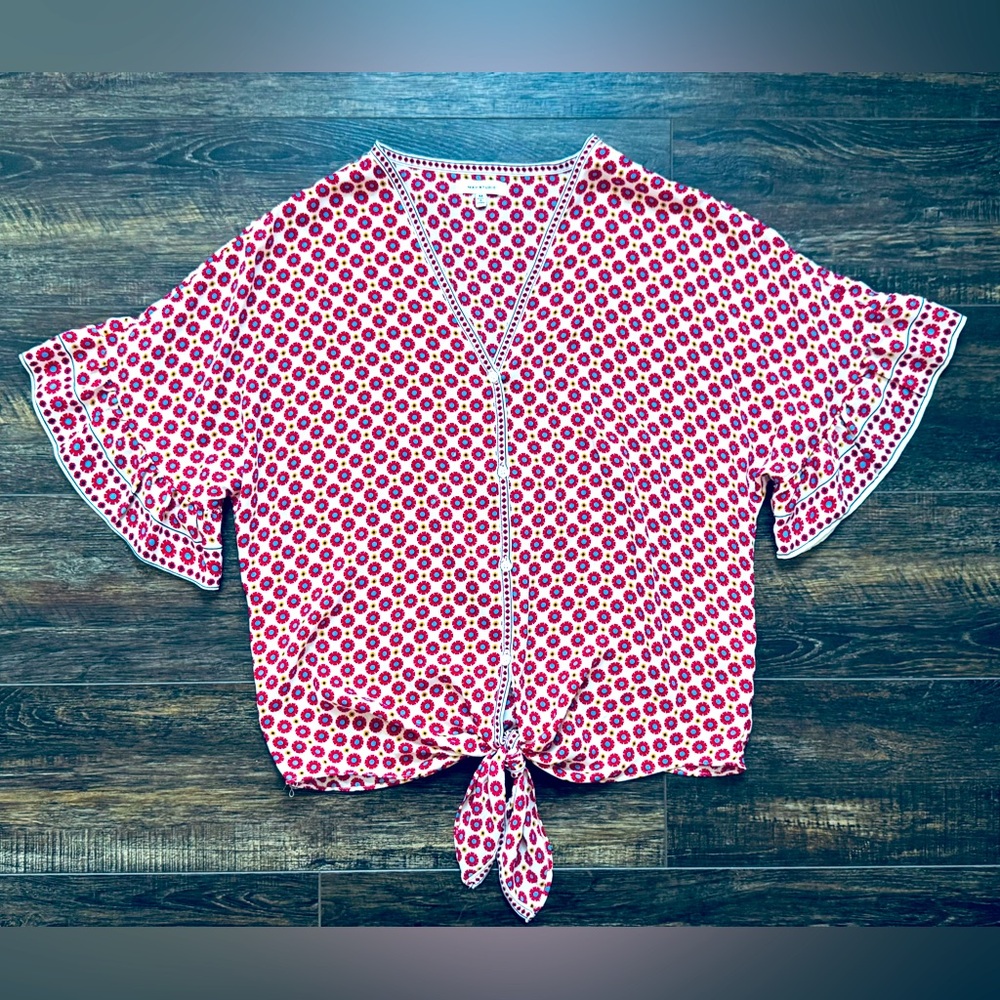 Max Studio Pink and White Patterned Blouse